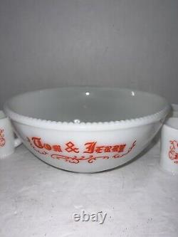 Vintage McKee Hazel Atlas Tom And Jerry Punch Bowl Eggnog Set With 10 Cups Mugs