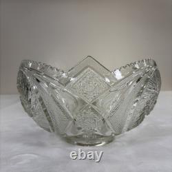 Vintage McKee LE Smith Aztec 14in Punch Bowl, Stand, and 10 Glasses Set Charity