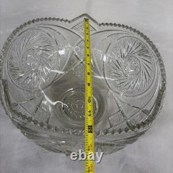 Vintage McKee LE Smith Aztec 14in Punch Bowl, Stand, and 10 Glasses Set Charity