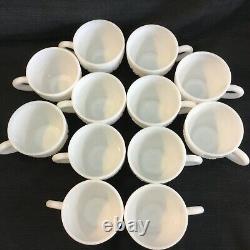 Vintage McKee Milk Glass Punch Bowl Set Bowl Pedestal 12 Cups Ladle