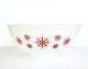 Vintage McKee Red Snowflake Beaded Edge Milk Glass Punch Bowl Eggnog Holiday