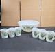 Vintage McKee Tom & Jerry Milk Glass Eggnog Punch Bowl Set with 6 Cups