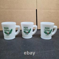 Vintage McKee Tom & Jerry Milk Glass Eggnog Punch Bowl Set with 6 Cups