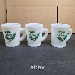 Vintage McKee Tom & Jerry Milk Glass Eggnog Punch Bowl Set with 6 Cups