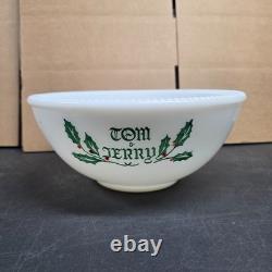 Vintage McKee Tom & Jerry Milk Glass Eggnog Punch Bowl Set with 6 Cups
