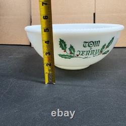 Vintage McKee Tom & Jerry Milk Glass Eggnog Punch Bowl Set with 6 Cups