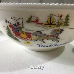 Vintage McKee Tom&Jerry Punch Bowl Country Horse&Sleigh Scene Christmas+12 Cups