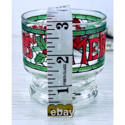 Vintage Merry Christmas Punch Bowl Set with 11 Glasses Holiday Glassware