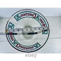 Vintage Merry Christmas Punch Bowl Set with 11 Glasses Holiday Glassware