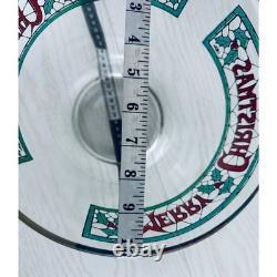 Vintage Merry Christmas Punch Bowl Set with 11 Glasses Holiday Glassware