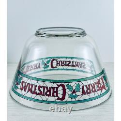 Vintage Merry Christmas Punch Bowl Set with 11 Glasses Holiday Glassware