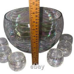 Vintage-Mid Century Draping Iridescent Glass 9 Piece Punch Bowl Set Vintage-Mid Century Draping Iridescent Glass 9 Piece Punch Bowl Set