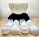 Vintage Mid-Century Geometric White Milk Glass Punch Bowl & 12 Cups Beautiful