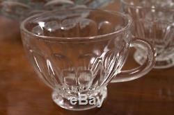 Vintage Mid Century L. E. Smith Clear Glass Dominion Punch Bowl Set 20 Cups Ladle