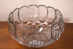 Vintage Mid Century L. E. Smith Clear Glass Dominion Punch Bowl Set 20 Cups Ladle