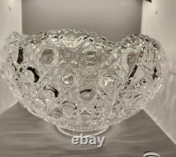 Vintage Mid-Century L. E. Smith Cut Clear Glass Daisy & Button Punch Bowl