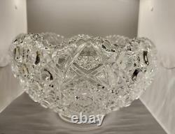 Vintage Mid-Century L. E. Smith Cut Clear Glass Daisy & Button Punch Bowl