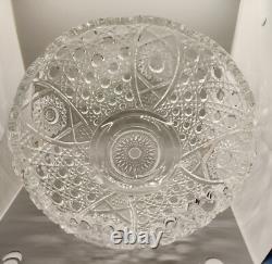 Vintage Mid-Century L. E. Smith Cut Clear Glass Daisy & Button Punch Bowl