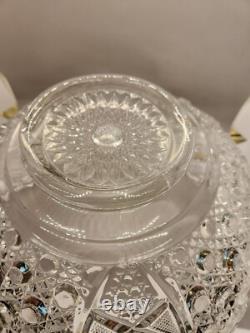 Vintage Mid-Century L. E. Smith Cut Clear Glass Daisy & Button Punch Bowl