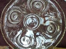 Vintage Mid-Century LE Smith Crystal Punch Bowl Daisy and Button Design