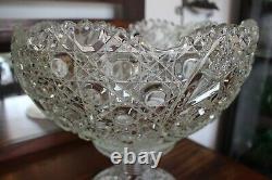 Vintage Mid-Century LE Smith Glass Daisy and Button Punch Bowl & Pedestal
