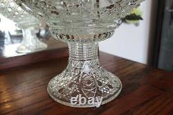 Vintage Mid-Century LE Smith Glass Daisy and Button Punch Bowl & Pedestal