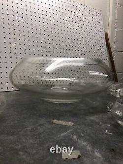 Vintage Mid-Century Modern Dorothy Thorpe Style Glass Punch Bowl and 12 Cups