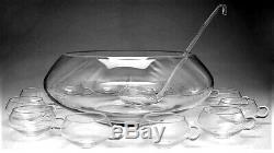 Vintage Mid Century Modern Glass Punch Bowl Riekes Crisa Italian Hand Blown HUGE