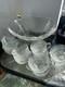 Vintage Mid Century Modern Glass Punch Bowl Set Cups Party Fleur Lys
