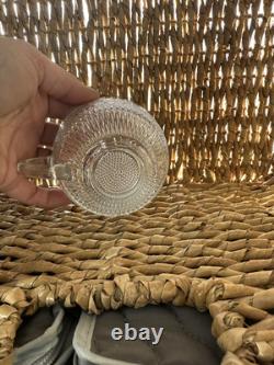 Vintage Mid Century Modern Glass Punch Bowl Set Cups Party Fleur Lys