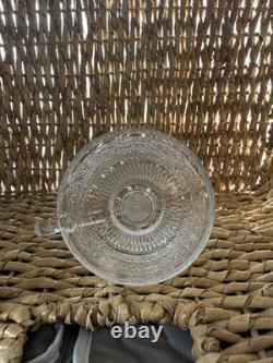 Vintage Mid Century Modern Glass Punch Bowl Set Cups Party Fleur Lys