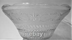 Vintage Mid Century Modern Glass Punch Bowl Set Cups Party Fleur Lys Sandwich