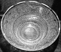 Vintage Mid Century Modern Glass Punch Bowl Set Cups Party Fleur Lys Sandwich