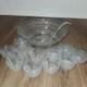 Vintage Mid Century Modern Glass Punch Bowl Set of 11 Cups
