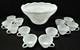Vintage Mid Century Modern Glass Punch Bowl White Milk Grapes Home Decor Party