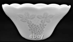 Vintage Mid Century Modern Glass Punch Bowl White Milk Grapes Home Decor Party