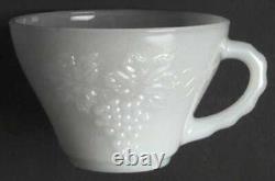 Vintage Mid Century Modern Glass Punch Bowl White Milk Grapes Home Decor Party