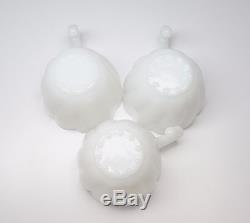 Vintage Milk Glass Punch Bowl + 12 Hanging Cups Hobnail Base Lovely