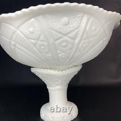 Vintage Milk Glass Punch Bowl Set Mckee Pedestal Concord Early American 1950's