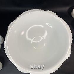 Vintage Milk Glass Punch Bowl Set Mckee Pedestal Concord Early American 1950's