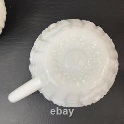 Vintage Milk Glass Punch Bowl Set Mckee Pedestal Concord Early American 1950's