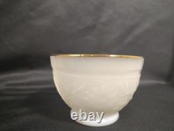 Vintage Milk Glass Punch Bowl Set with 11 Cups Cream Embossed Floral & Gold Vintage Milk Glass Punch Bowl Set with 11 Cups Cream Embossed Floral & Gold