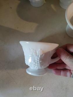 Vintage Milk Glass Punch Bowl With 12 Cups