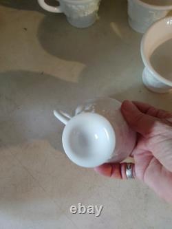 Vintage Milk Glass Punch Bowl With 12 Cups