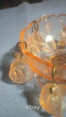 Vintage Miniature Children's Punch Bowl & 6 Cups Set Depression Glass