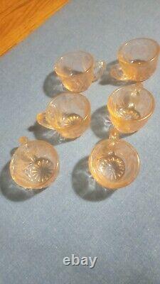 Vintage Miniature Children's Punch Bowl & 6 Cups Set Depression Glass