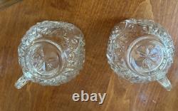 Vintage Mint Condition Large Starburst Glass Punchbowl with 12 Glass Cups