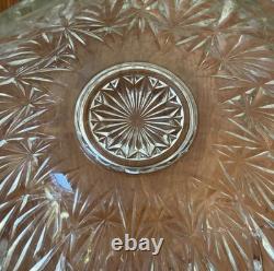 Vintage Mint Condition Large Starburst Glass Punchbowl with 12 Glass Cups