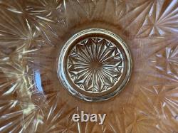 Vintage Mint Condition Large Starburst Glass Punchbowl with 12 Glass Cups
