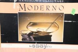 Vintage Moderno 14 Piece Hand Blown Crystal Riekes Crisa Punch Bowl Set WithLadle